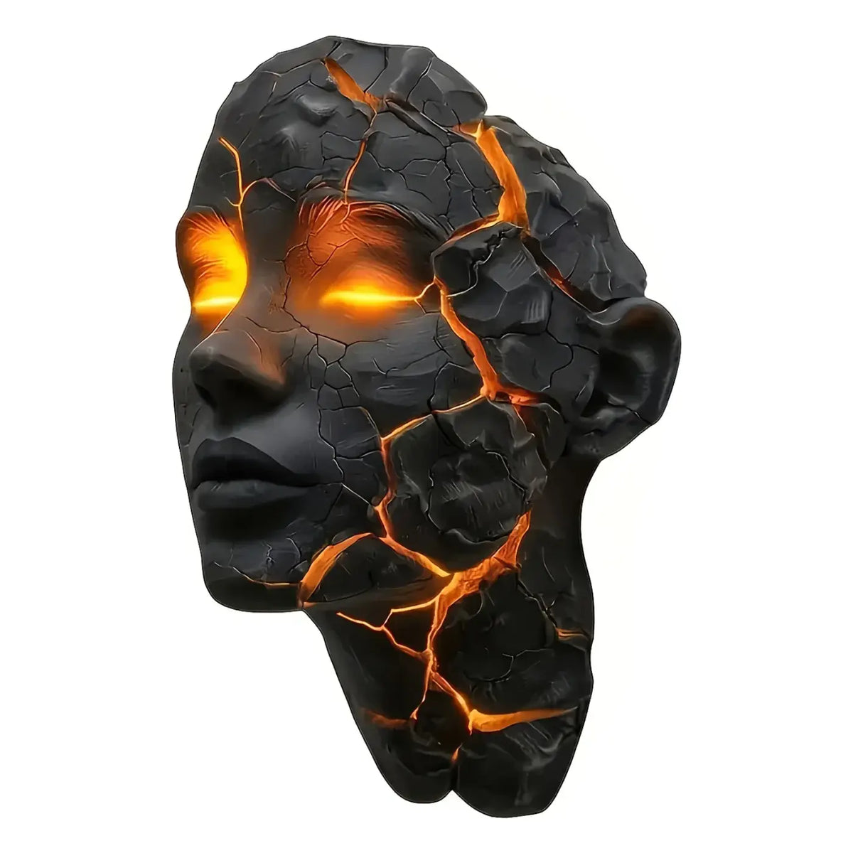 Applique Murale Sculpturale Visage Fissuré Ambre