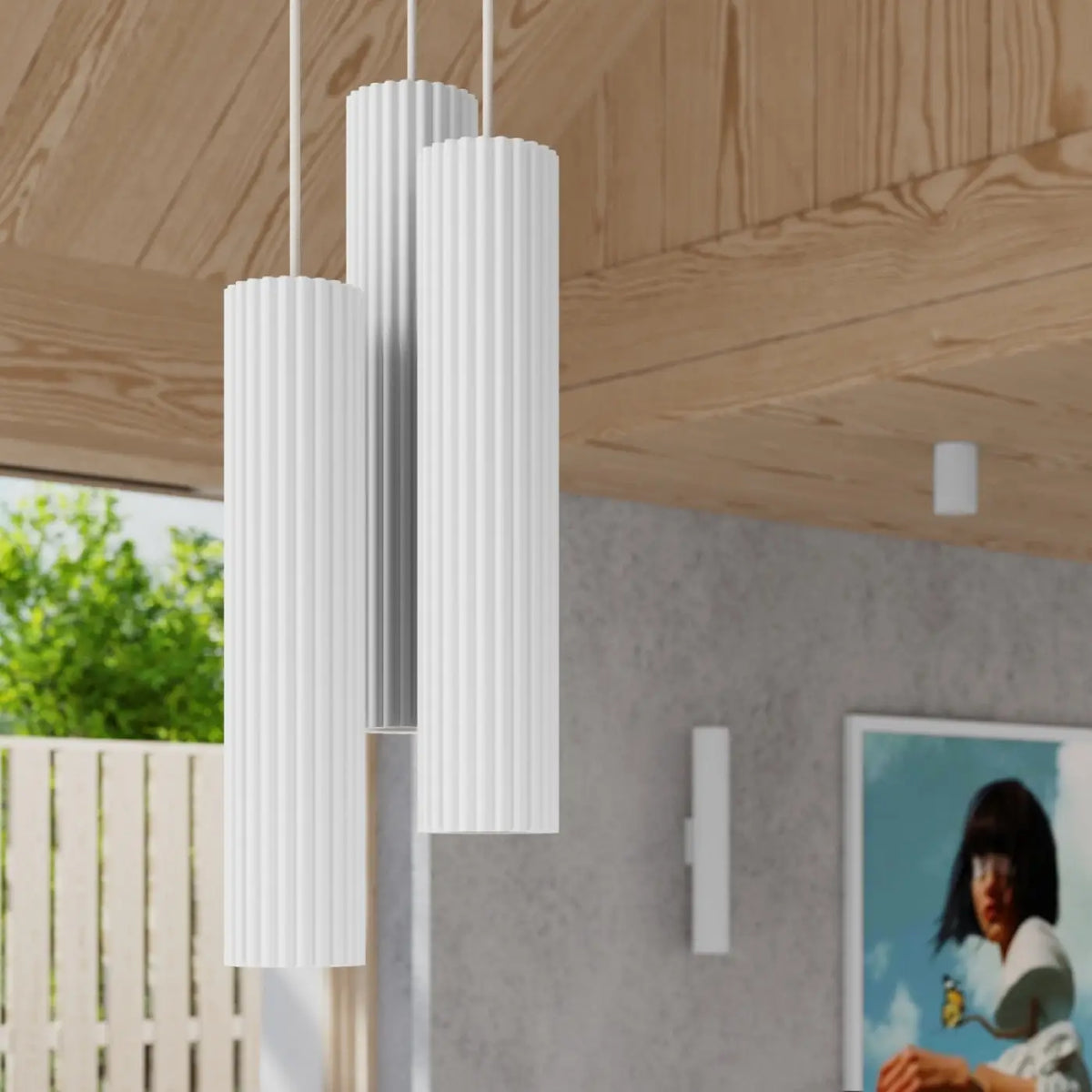 Applique Murale KARBON 20 Blanche Cannelée Double Lumière