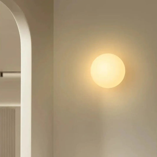 Applique Murale LUNEA Sphère Verre Blanc Frosté