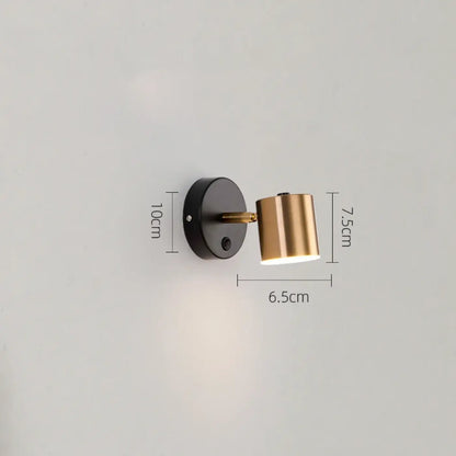 Applique Murale Cylindre Orientable Noir & Doré Design