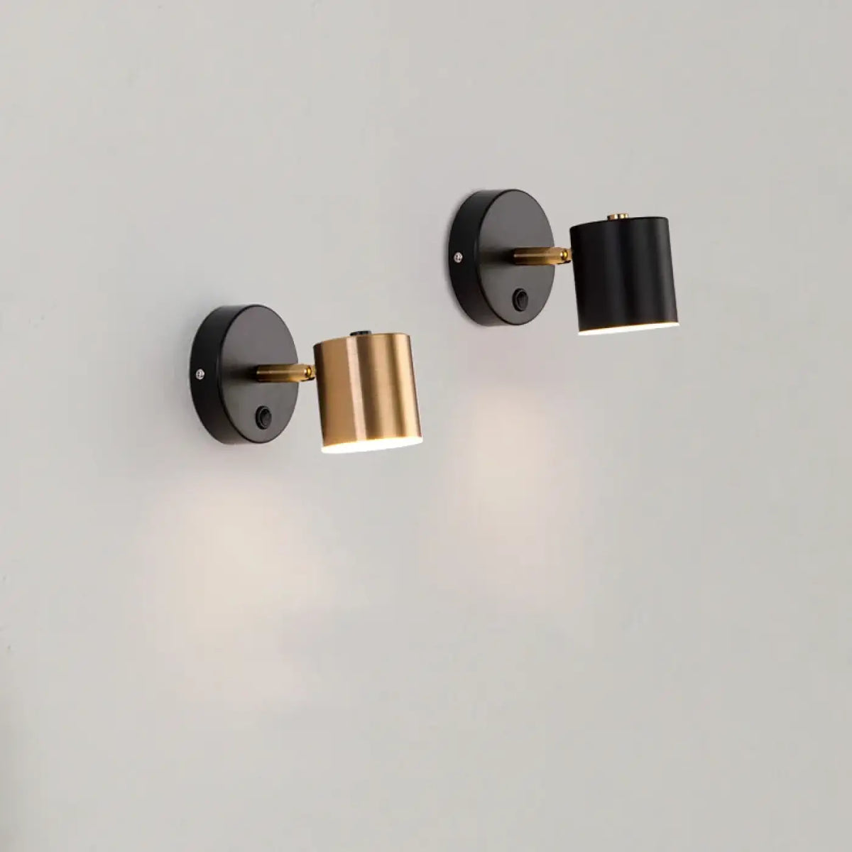 Applique Murale Cylindre Orientable Noir & Doré Design