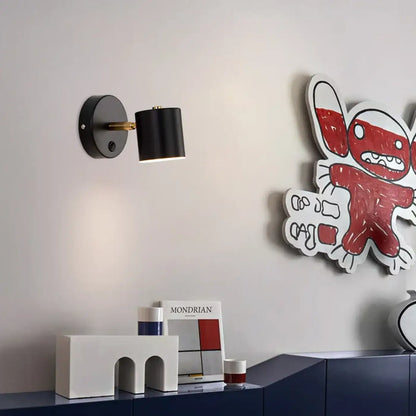 Applique Murale Cylindre Orientable Noir & Doré Design