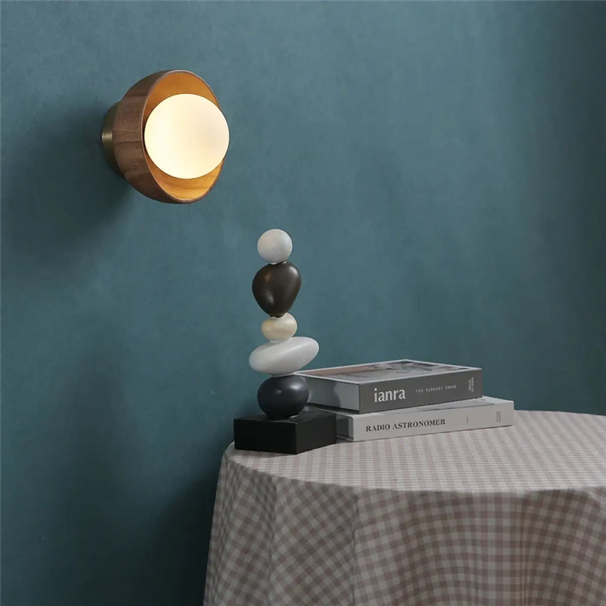 Applique Murale Ronde Bois & Verre Design Naturel