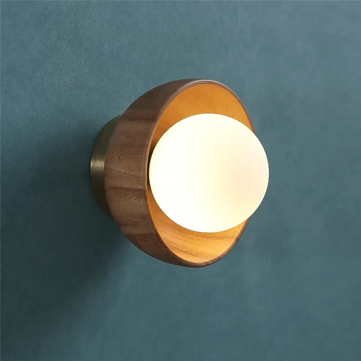 Applique Murale Ronde Bois & Verre Design Naturel