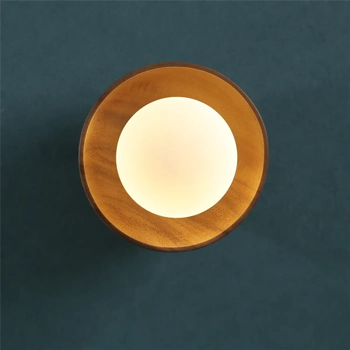 Applique Murale Ronde Bois & Verre Design Naturel