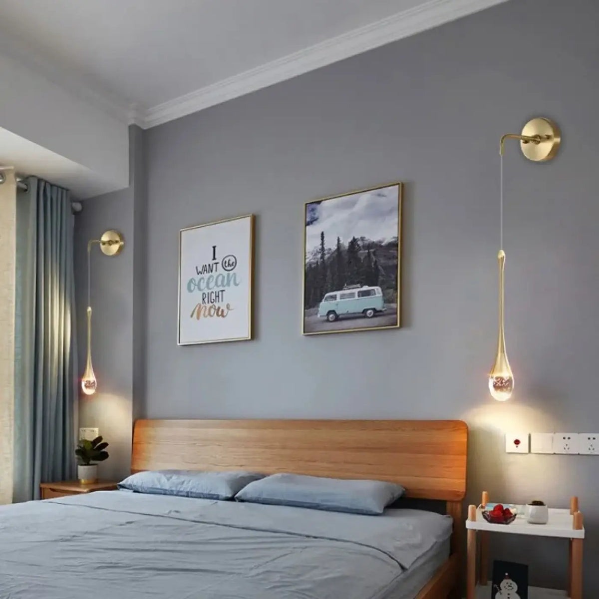 Applique Murale GOUT : Design Goutte d'Eau en Verre Doré ou Noir