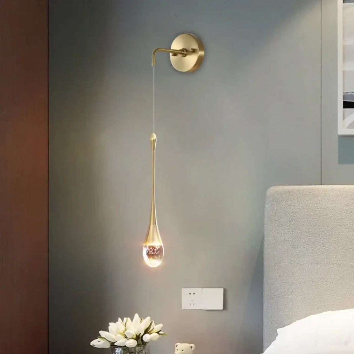 Applique Murale GOUT : Design Goutte d'Eau en Verre Doré ou Noir