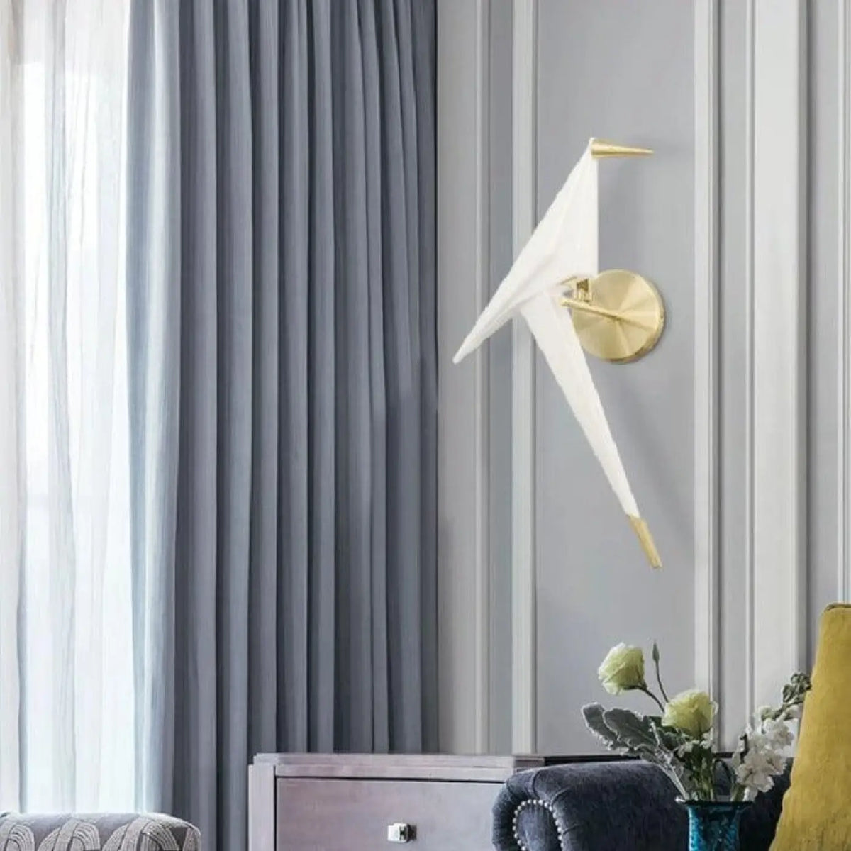 Applique Murale Oiseau Design Doré LED