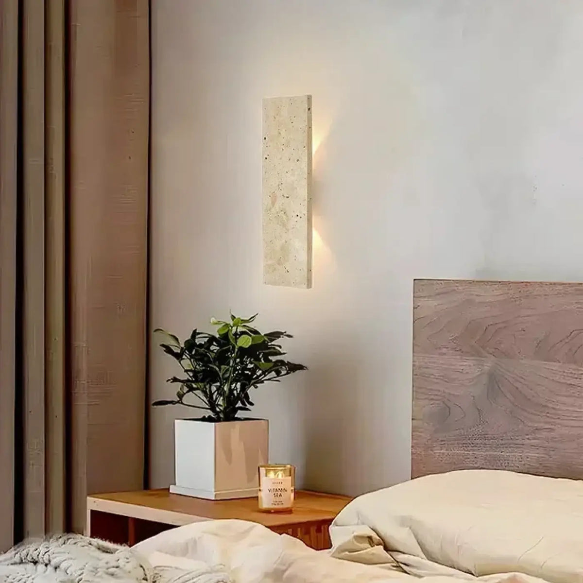 Applique Murale COMI Pierre Beige Naturelle Intérieur/Extérieur